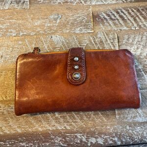 Vintage Brown Leather Clutch Wallet